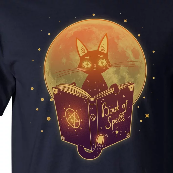 Cute Mystical Halloween Book Of Spells Cat Tall T-Shirt