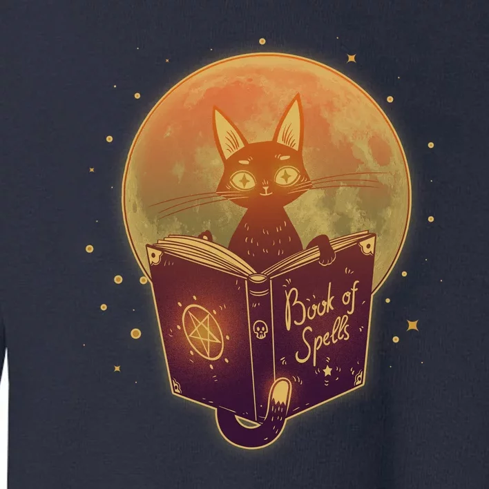 Cute Mystical Halloween Book Of Spells Cat Toddler Sweatshirt