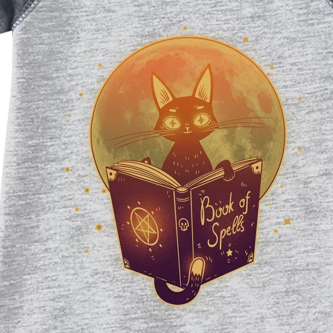 Cute Mystical Halloween Book Of Spells Cat Infant Baby Jersey Bodysuit