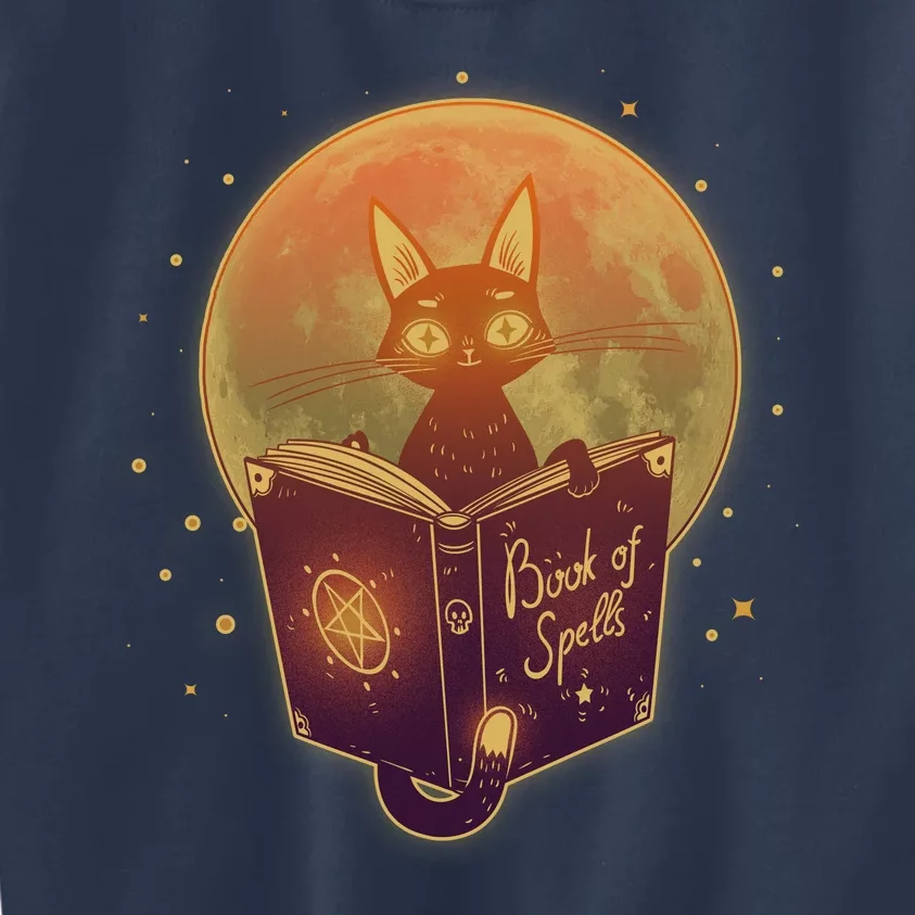 Cute Mystical Halloween Book Of Spells Cat Kids Sweatshirt