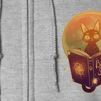 Cute Mystical Halloween Book Of Spells Cat Full Zip Hoodie