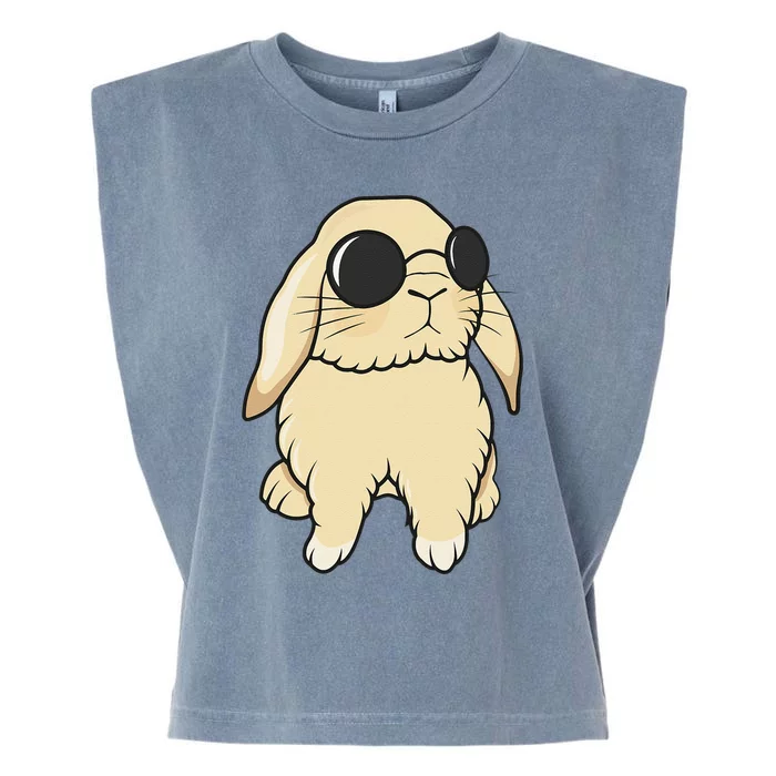 Cute Mini Holland Lop Bunny Rabbit Lover Sunglasses Easter Garment-Dyed Women's Muscle Tee