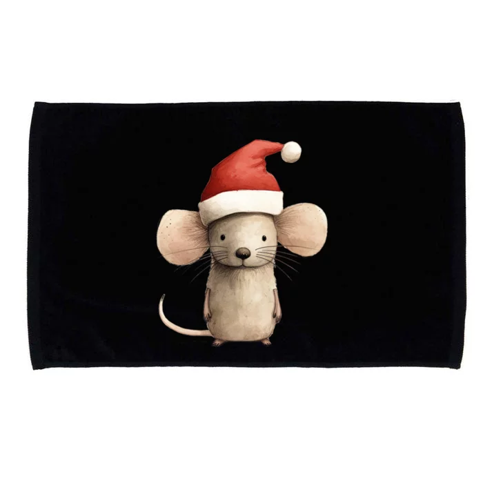 Christmas Mouse In Santa Hat Gift Microfiber Hand Towel