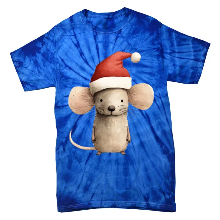 Christmas Mouse In Santa Hat Gift Tie-Dye T-Shirt