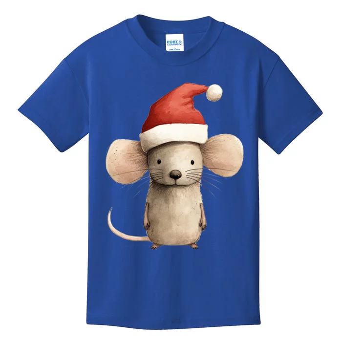 Christmas Mouse In Santa Hat Gift Kids T-Shirt