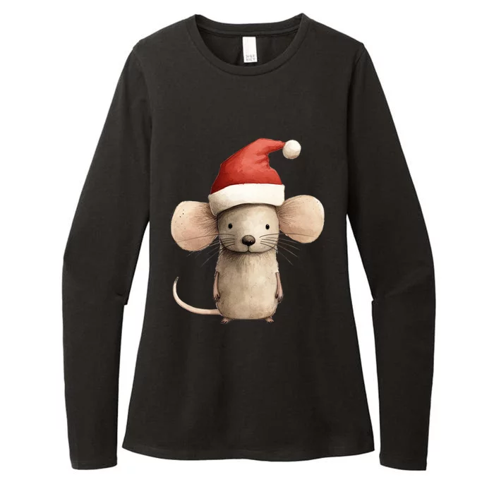 Christmas Mouse In Santa Hat Gift Womens CVC Long Sleeve Shirt