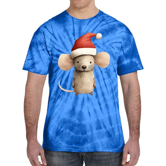 Christmas Mouse In Santa Hat Gift Tie-Dye T-Shirt