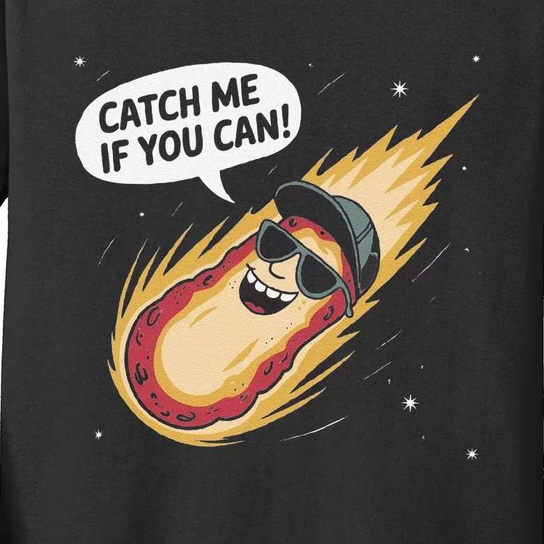 Catch Me If You Can Funny Astronomy Meteor Kids Long Sleeve Shirt