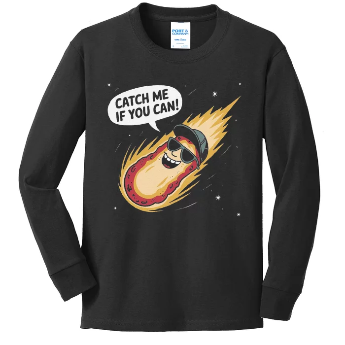 Catch Me If You Can Funny Astronomy Meteor Kids Long Sleeve Shirt