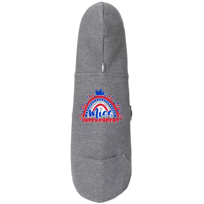 Cute Miss Independent 4th Of July Doggie 3-End Fleece Hoodie