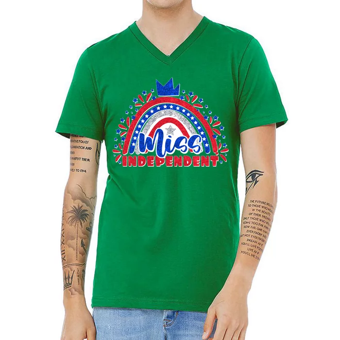 Cute Miss Independent 4th Of July V-Neck T-Shirt