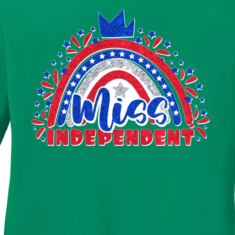 Cute Miss Independent 4th Of July Ladies Long Sleeve Shirt