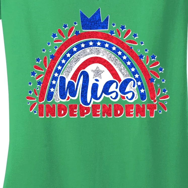 Cute Miss Independent 4th Of July Women's V-Neck T-Shirt