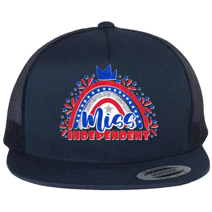 Cute Miss Independent 4th Of July Flat Bill Trucker Hat