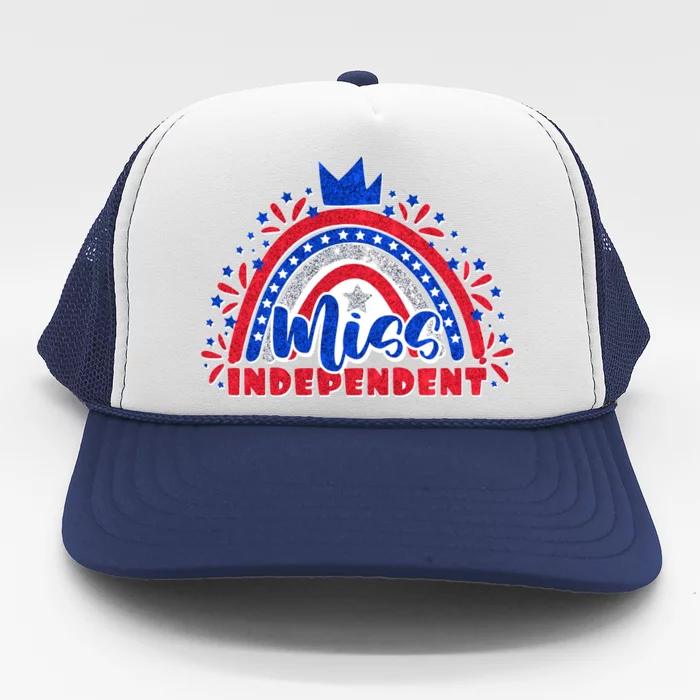 Cute Miss Independent 4th Of July Trucker Hat