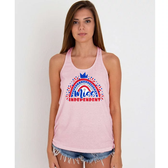 Cute Miss Independent 4th Of July Women's Knotted Racerback Tank