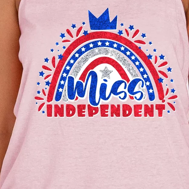 Cute Miss Independent 4th Of July Women's Knotted Racerback Tank