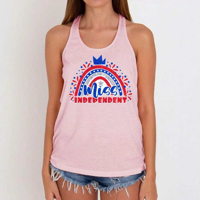 Cute Miss Independent 4th Of July Women's Knotted Racerback Tank