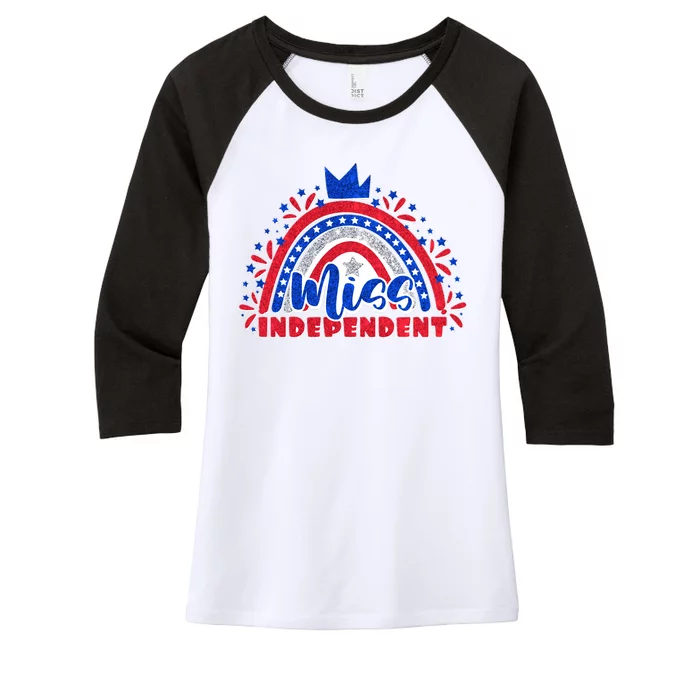 Cute Miss Independent 4th Of July Women's Tri-Blend 3/4-Sleeve Raglan Shirt