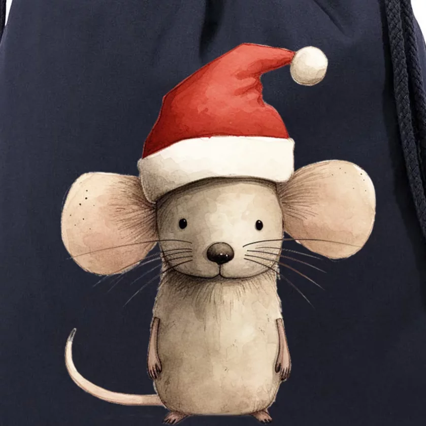 Christmas Mouse In Santa Hat Funny Gift Drawstring Bag