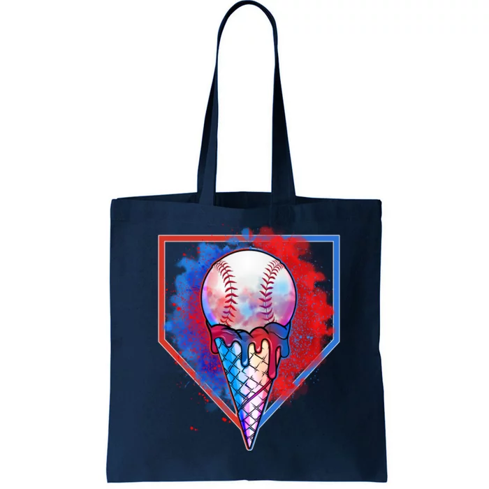 Cute Melting Ice Cream Baseball Ball Home Plate Tote Bag