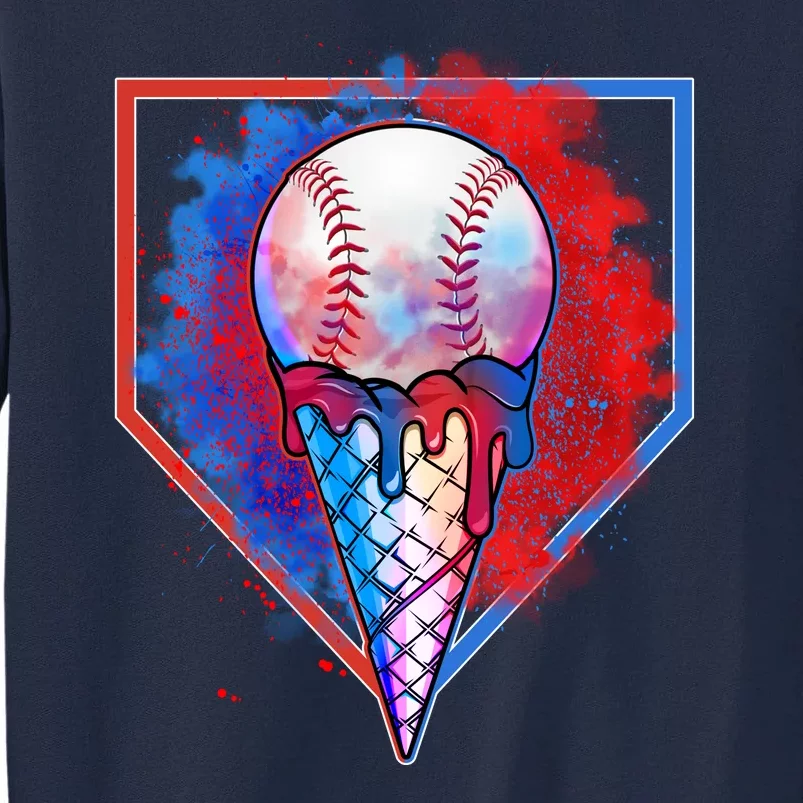 Cute Melting Ice Cream Baseball Ball Home Plate Tall Sweatshirt