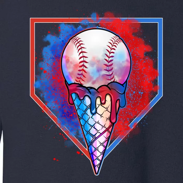 Cute Melting Ice Cream Baseball Ball Home Plate Toddler Sweatshirt