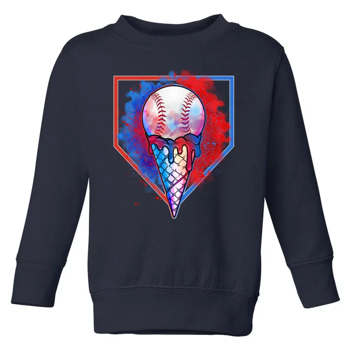 Cute Melting Ice Cream Baseball Ball Home Plate Toddler Sweatshirt