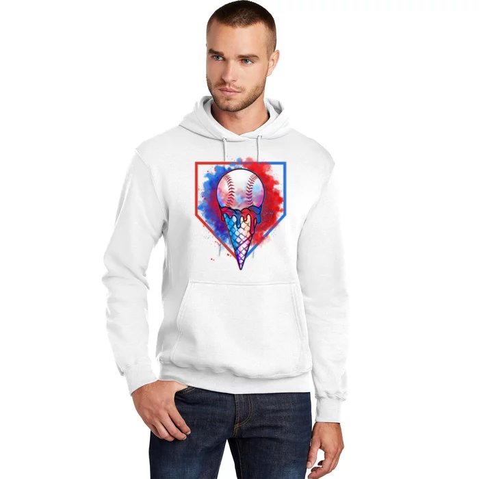 Cute Melting Ice Cream Baseball Ball Home Plate Hoodie