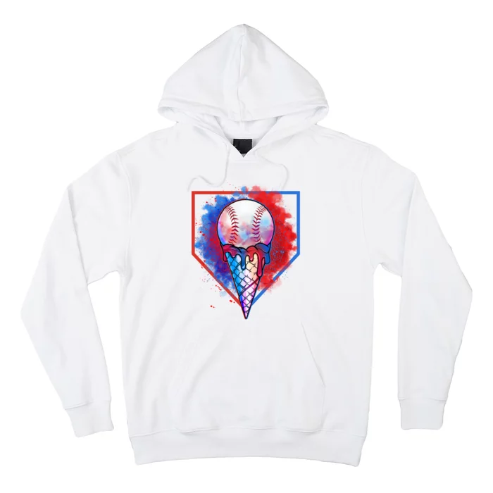 Cute Melting Ice Cream Baseball Ball Home Plate Hoodie