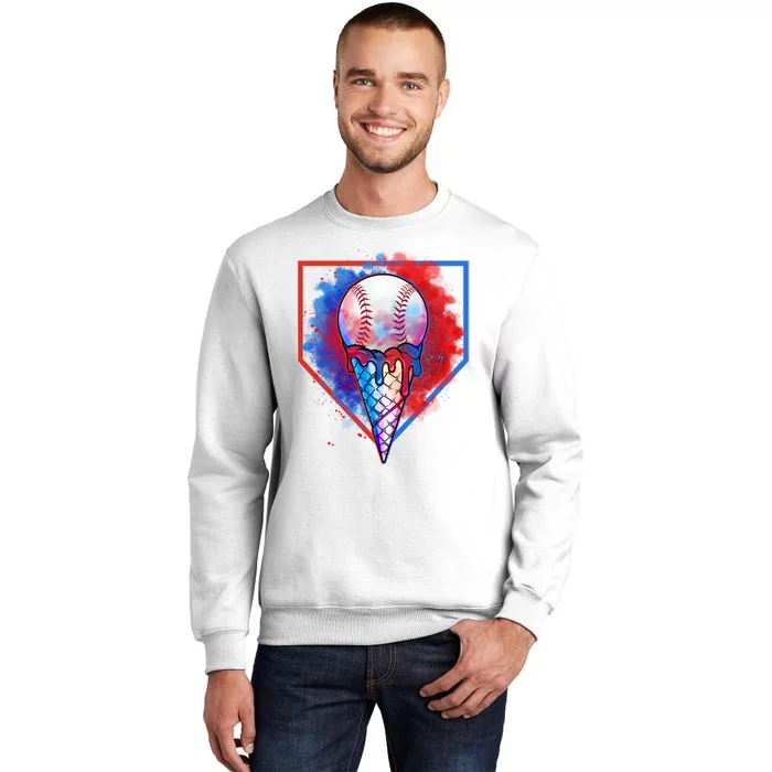 Cute Melting Ice Cream Baseball Ball Home Plate Sweatshirt