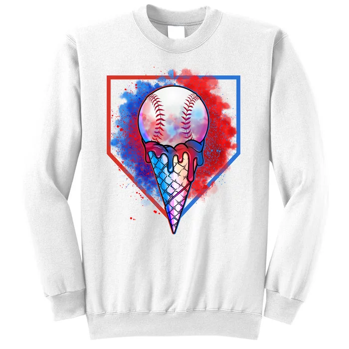 Cute Melting Ice Cream Baseball Ball Home Plate Sweatshirt