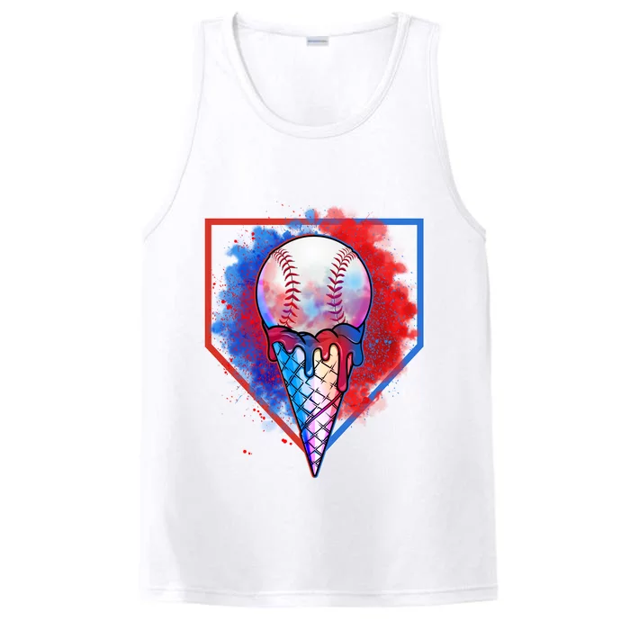 Cute Melting Ice Cream Baseball Ball Home Plate Performance Tank