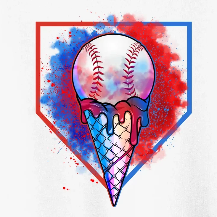 Cute Melting Ice Cream Baseball Ball Home Plate Toddler T-Shirt