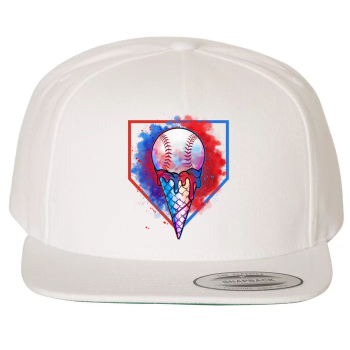 Cute Melting Ice Cream Baseball Ball Home Plate Wool Snapback Cap