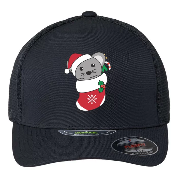 Cute Mouse In Christmas Sock For Christmas Mice Gift Flexfit Unipanel Trucker Cap