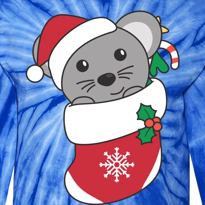 Cute Mouse In Christmas Sock For Christmas Mice Gift Tie-Dye Long Sleeve Shirt