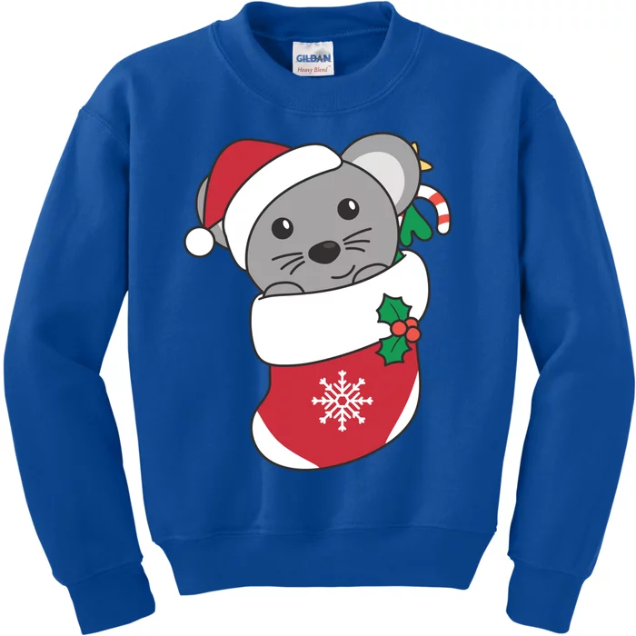 Cute Mouse In Christmas Sock For Christmas Mice Gift Kids Sweatshirt