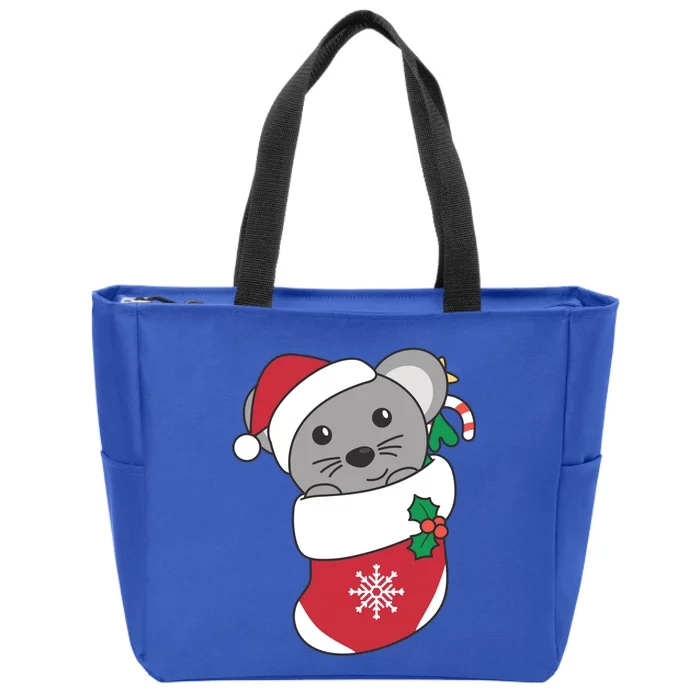 Cute Mouse In Christmas Sock For Christmas Mice Gift Zip Tote Bag