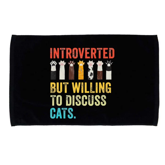 Cat Meow Introverted But Willing To Discuss Retro Cats Microfiber Hand Towel