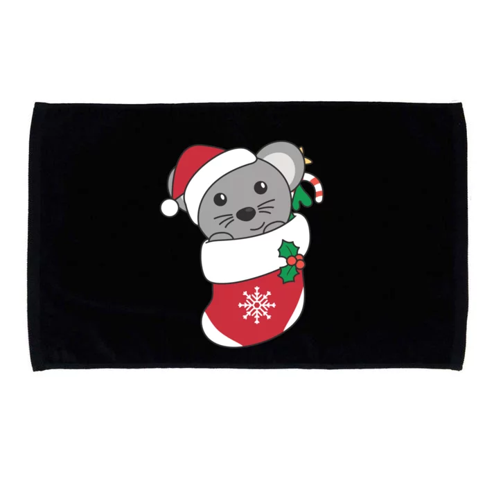 Cute Mouse In Christmas Sock For Christmas Mice Gift Microfiber Hand Towel