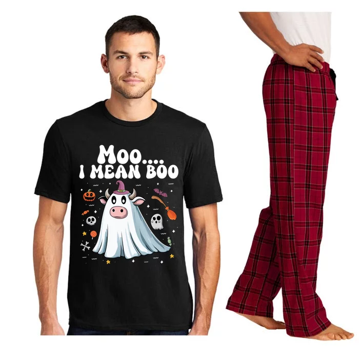 Cute Moo I Mean Boo Halloween Cow Ghost Moo Gift Pajama Set