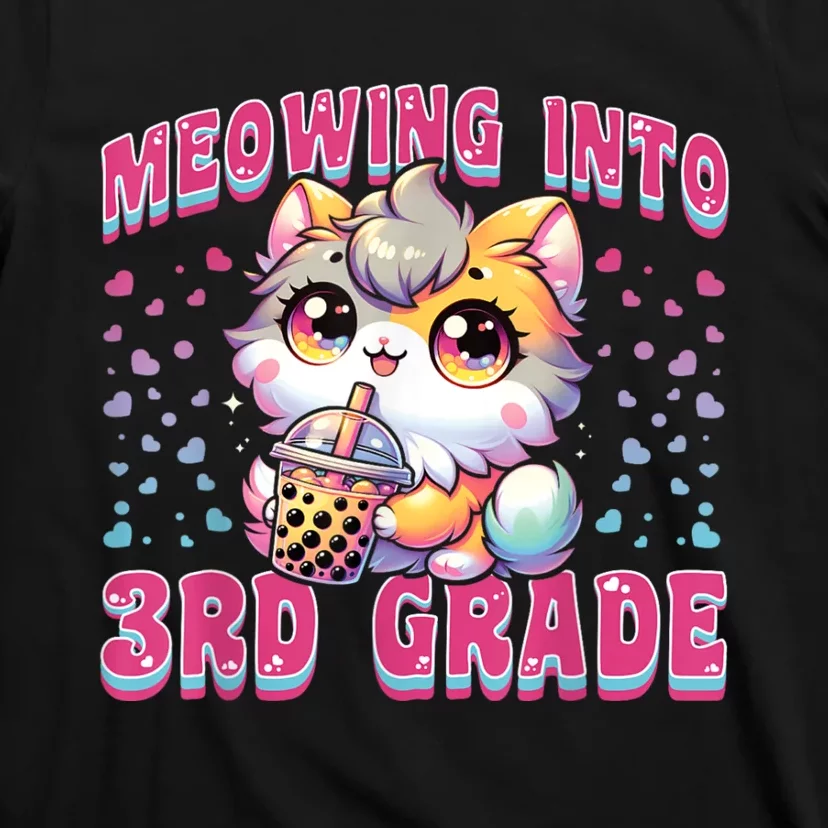 Cute Meowing Into 3rd Grade Cat For First Day Of 3rd Grade T-Shirt