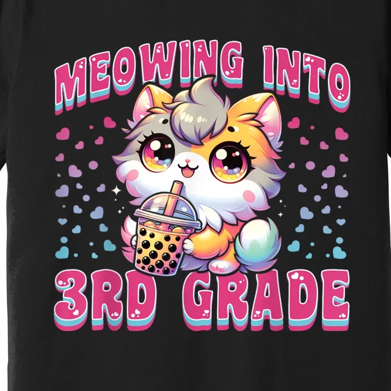 Cute Meowing Into 3rd Grade Cat For First Day Of 3rd Grade Premium T-Shirt