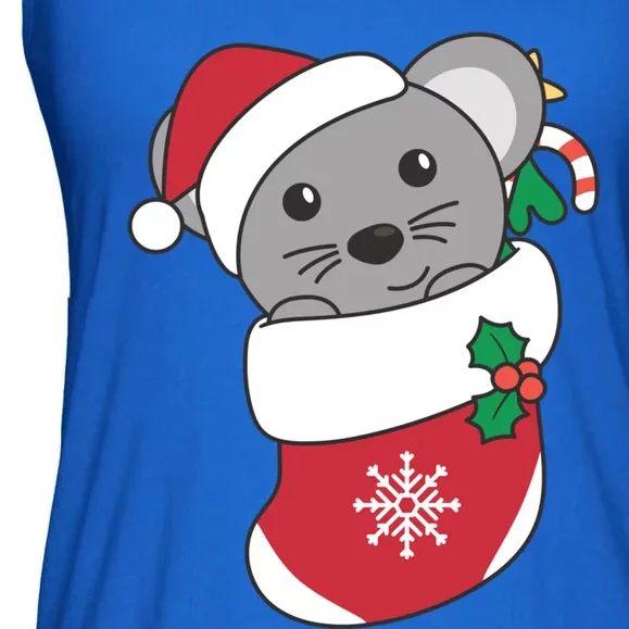 Cute Mouse In Christmas Sock For Christmas Mice Gift Ladies Essential Flowy Tank