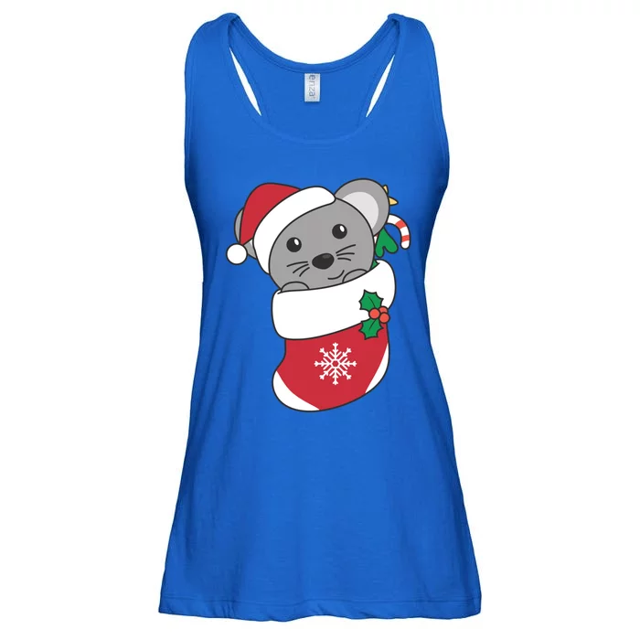 Cute Mouse In Christmas Sock For Christmas Mice Gift Ladies Essential Flowy Tank