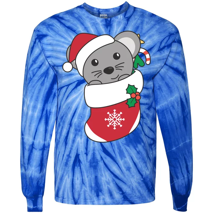 Cute Mouse In Christmas Sock For Christmas Mice Gift Tie-Dye Long Sleeve Shirt