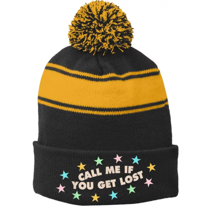 Call Me If You Get Lost Trendy Costume Stripe Pom Pom Beanie