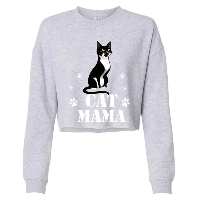 Cats Mama I Love Cats Funny Gift Cropped Pullover Crew