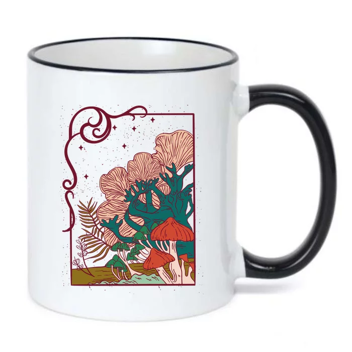 Cool Mushrooms Illustration Black Color Changing Mug